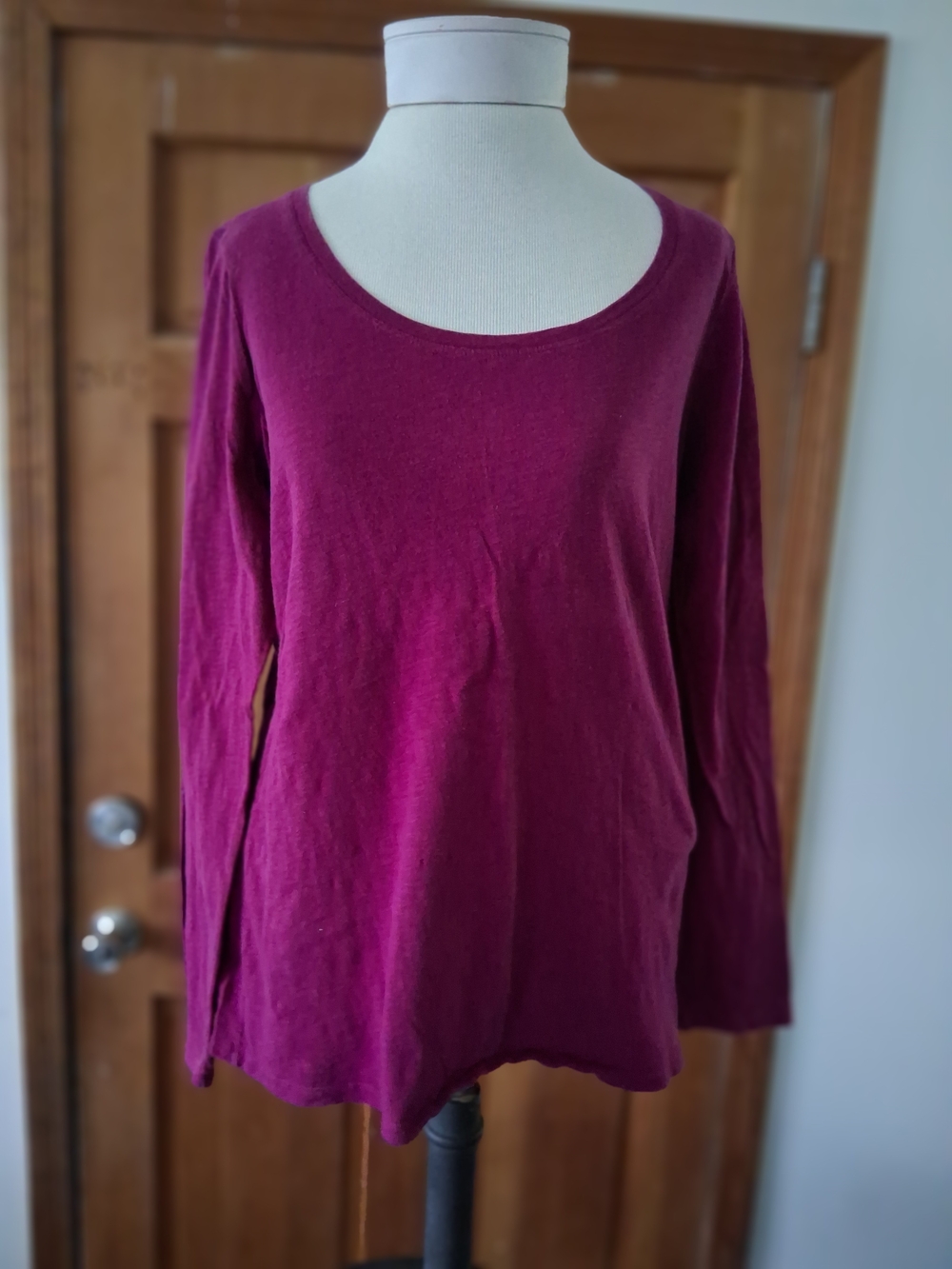 jcpenney Women's Scoop Neck Long Sleeve Top - Berry